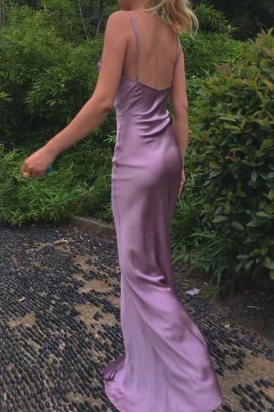 Purple Long Prom Dresses with High Slit,Evening Party Dresses     fg1421