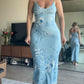 Modest Mermaid Spaghatti Straps Light Blue Prom Dress Long Evening Dresses       fg7160