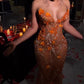 Gorgeous Orange Beaded Applique Mermaid Evening Dress Long Prom Dress        fg6981