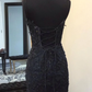 Sparkly Black Corset Lace Tight Short Homecoming Dress     fg6311