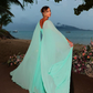 Party Dresses Elegant Mint Green Chiffon Prom Dress A-Line Long Cape Sleeves Floor Length Formal Evening Gowns    fg6254