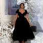 Black Short Sleeves Party Dress Fashion Evening Gown     fg6642