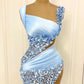 Short Prom Dress Sheath Spakly High Quality Blue Evening Dresses       fg6270