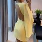 Yellow Long Sleeves Simple Short Formal Dress       fg6208