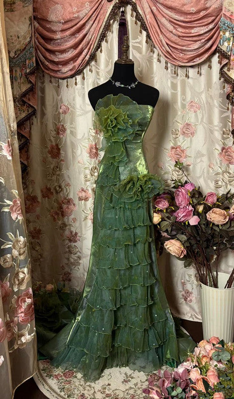 Green Strapless Long Prom Dress,Long Evening Gowns           fg7146