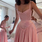 Elegant Pink Satin A-Line Long Evening Dress Bridesmaid Dress     fg7255