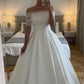 White Off The Shoulder Wedding Dresses A Line Long Bridal Gowns      fg7261