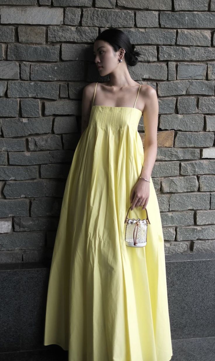 Yellow Spaghetti Straps Elegant A line Prom Dress Yellow Evening Dress     fg7275