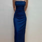 Spaghetti Straps Navy Sheath Sparkly Long Prom Dresses    fg6912