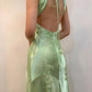 Green Vintage V Neck Beading Long Party Dress Formal Wear Dresses    fg6921