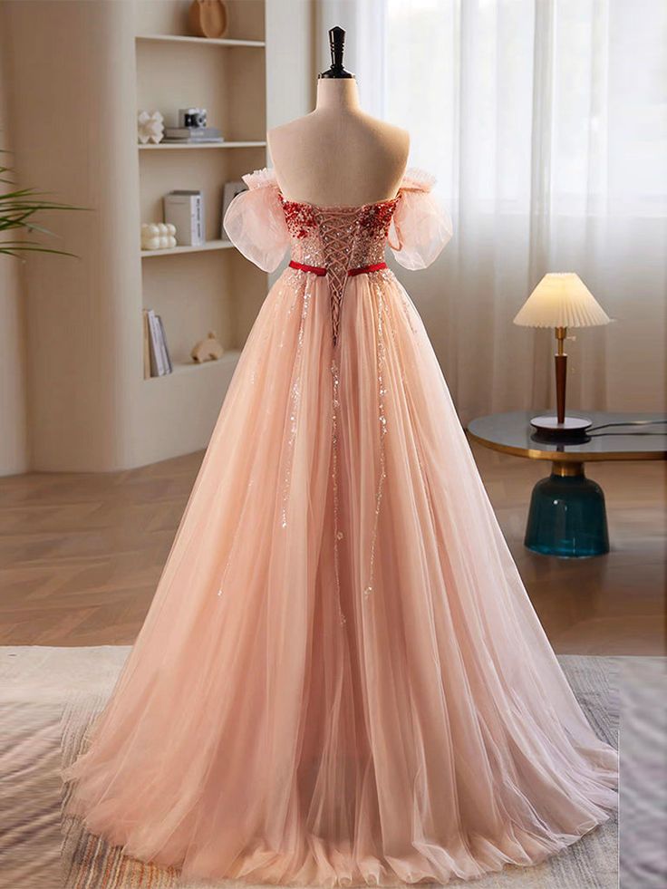 A-Line Sweetheart Neck Sequin Tulle Long Prom Dress, Formal Dress      fg6880