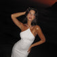 Simple Spaghetti Straps Long White Evening Dress      fg6866