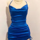 Blue Sheath Short Prom Dress Homecoming Dress     fg5721