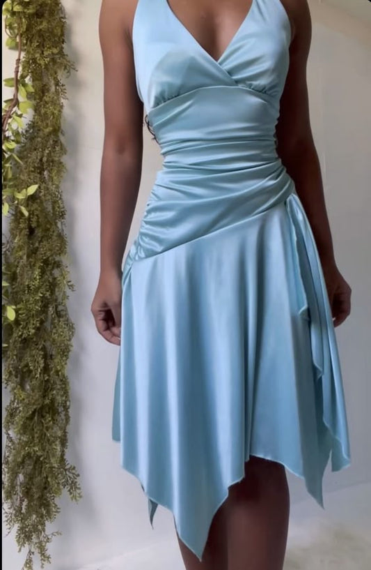 Pastel Blue Party Dress Short Prom Gown       fg6671