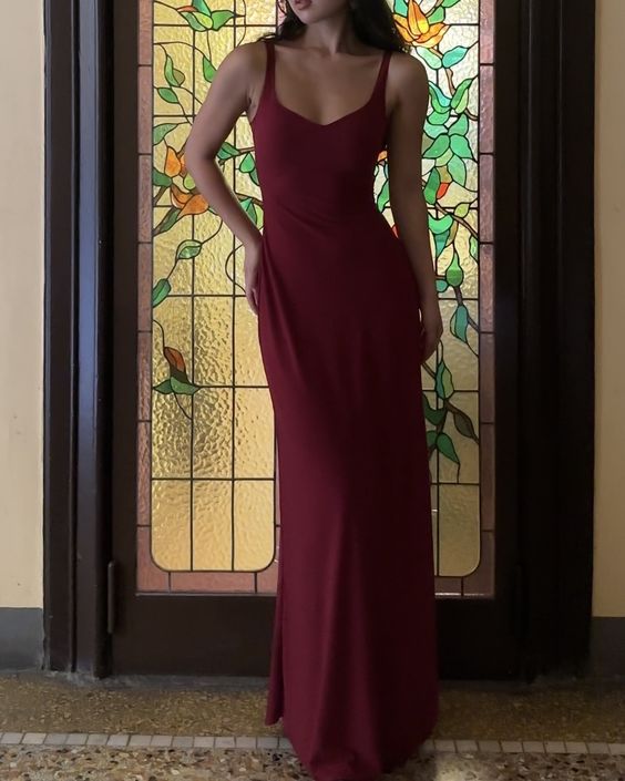 Floor Length Burgundy Prom Gown Evening Dress    fg5493