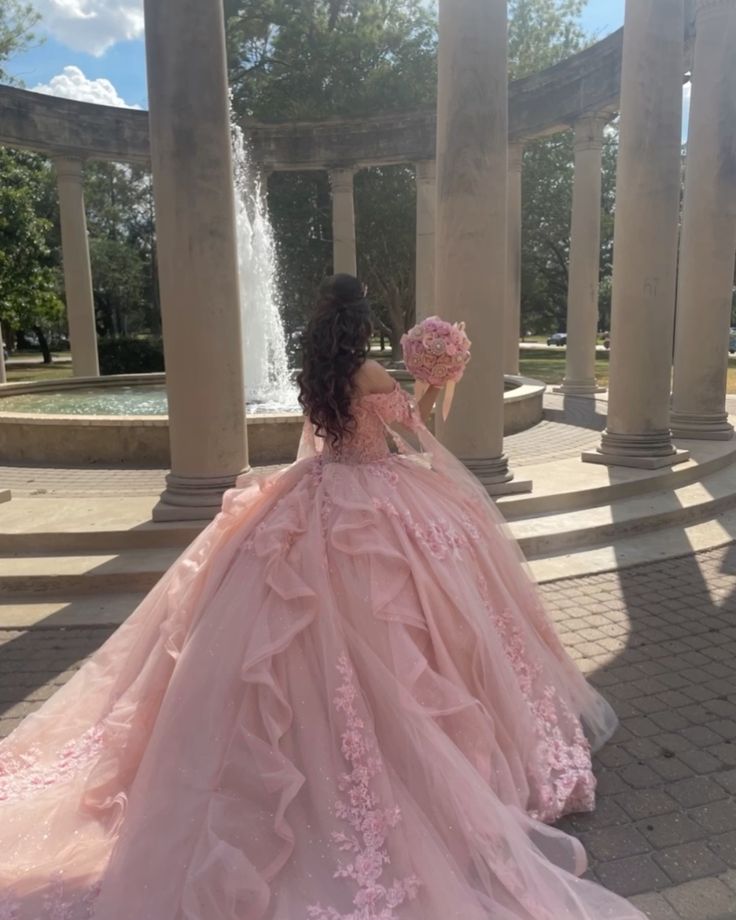 Romantic Pink Ball Gown Quinceanera Prom Dresses Sexy Lace Long Sweet 16 Dress Vestidos     fg5526