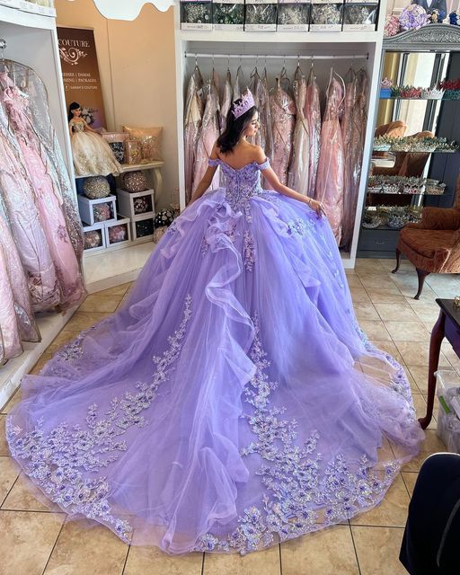 Ball Gown Quinceanera Dresses Beaded Appliques Lace Off Shoulder Tulle Sweet 15 16 Dress XV Prom Party Dress        fg5693