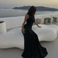 High Neck Sexy Black Evening Dress Long Prom Dresses   fg7570