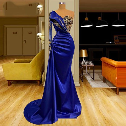 One Shoulder Long Sleeve Mermaid Prom Dress        fg6767