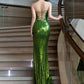 Green Sequin Mermaid Long Prom Dress Sexy Evening Dresses   fg7668