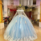 Gorgeous Blue Quinceanera Dresses With Cape Luxury Flowers Corset Ball Gown Princess Birthday Party Dress Sweet 15 Vestios Gala     fg5745