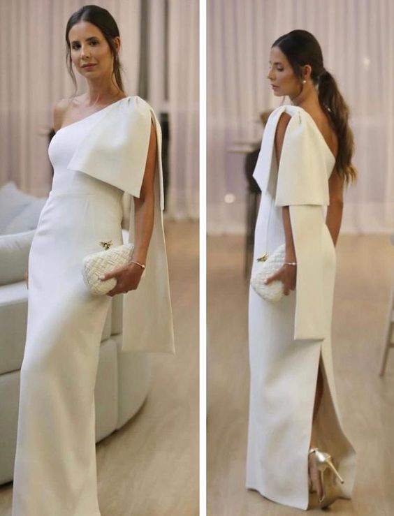 White One Shoulder Long Prom Dress Formal Party Dress    fg5626