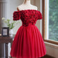 Off the Shoulder Flower Bodice Tulle Short Homecoming Dress       fg6046