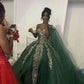 Green Quinceanera Dresses For Sweet 16 Girls Princess Ball Gowns With Cape      fg6206