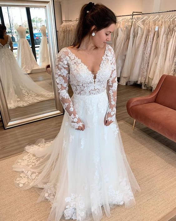 A-line Long Sleeve Lace Wedding Dress       fg6613