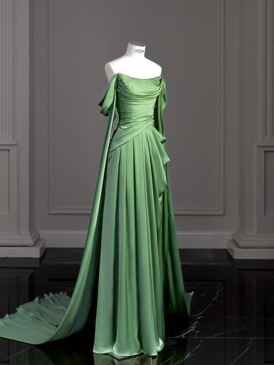 A Line Green Long Evening Dresses Formal Party Dress Prom Gown       fg6771