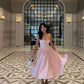 Pink Mid Length Evening Prom Dresses, Custom Made Prom Dress          fg6366