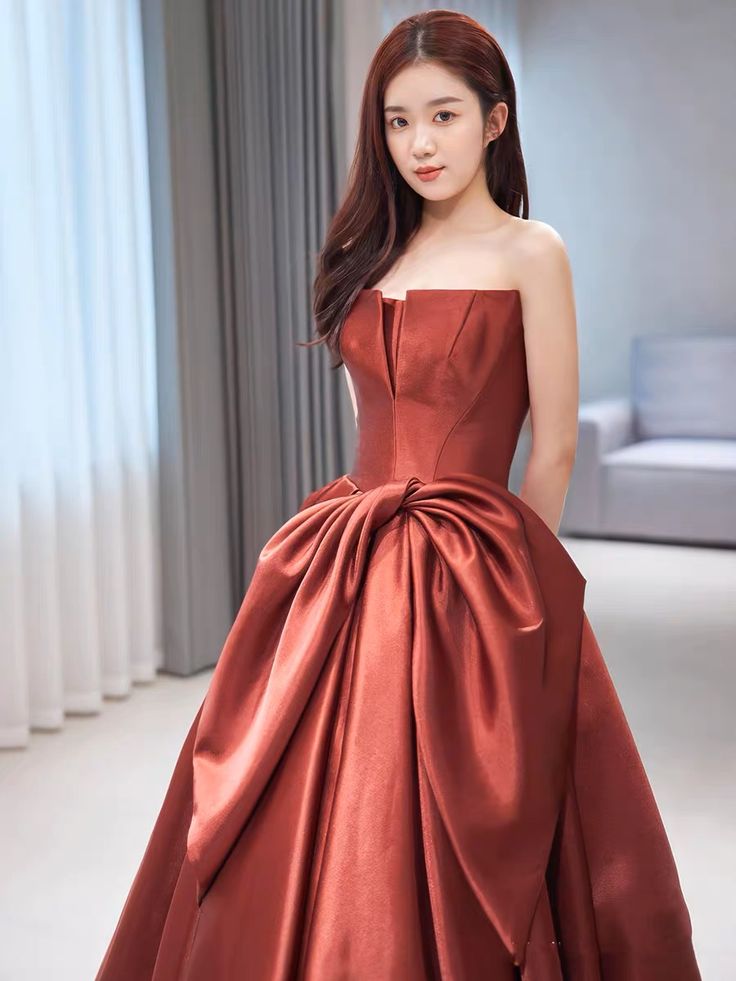 Evening Dress, Chic Party Dress, Strapless Prom Dress,satin Formal Dress,custom Made      fg6752