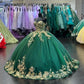 Green Princess Quinceanera Dresses Beading Appliques Party Dress Tulle Elegent Sweet Vestido De 15 16 Anos      fg5454