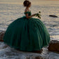 Off The Shoulder Green Prom Dress Sweet 16 Dress Ball Gown     fg5990