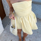 Yellow Strapless Party Dress Short Prom Dress Birthday Dress     fg7441