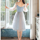 Lovely Light Blue And Pink Tea Length Graduation Dresses, Pink Short Prom Dresses        fg5972