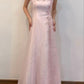 Pretty A Line Spaghetti Straps Pink Evening Dress Long Prom Dresses   fg7560