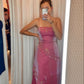 Spaghetti Straps Pink Long Prom Dress Formal Evening Dress    fg7540