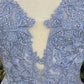 A Line V Neck Blue Lace Long Prom Dress, V Neck Blue Formal Dress, Blue Lace Evening Dress      fg5013