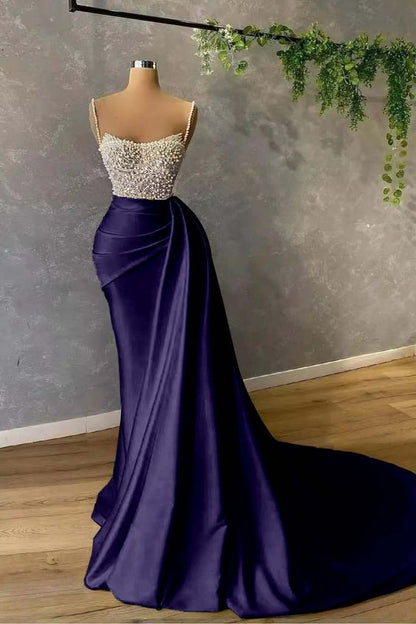 Gorgeous Spaghetti-Straps Pearl Mermaid Evening Dress     fg5869