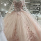 Glamorous Pink Tulle Lace Ball Gown,Pink Sweet 16 Dress        fg5585