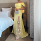 Elegant Prom Dresses Long Yellow Evening Dress Off Shoulder Formal Wedding Party Dress    fg7463