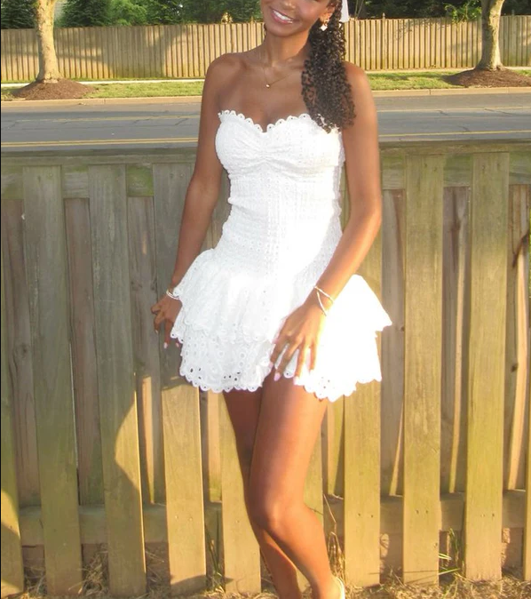 White Sweetheart A-Line Short Party Dress Homecoming Dress     fg7045