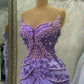 Purple Mermaid Evening Dress Beaded Formal Prom Gown     fg7065