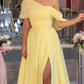 Vintage A line Yellow Long Prom Dress Evening Dresses       fg6832