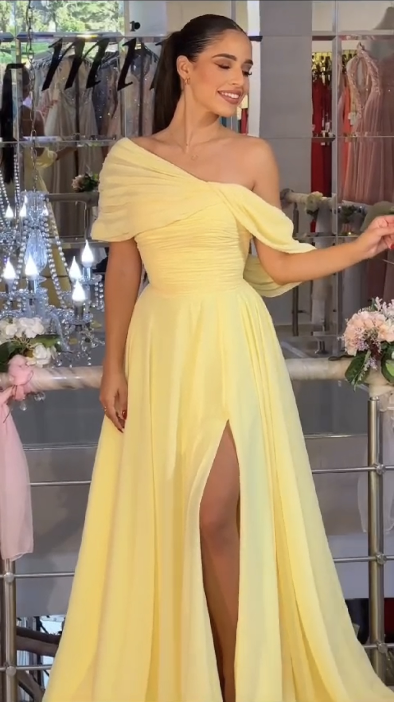 Vintage A line Yellow Long Prom Dress Evening Dresses       fg6832