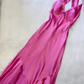 hot pink prom dress Vintage V Neck Long Party Dress     fg6831