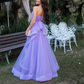 Lavender Tulle Long Dresses Wedding Party Ruffles Strapless  Prom Dresses Formal Occasion Dress     fg6856