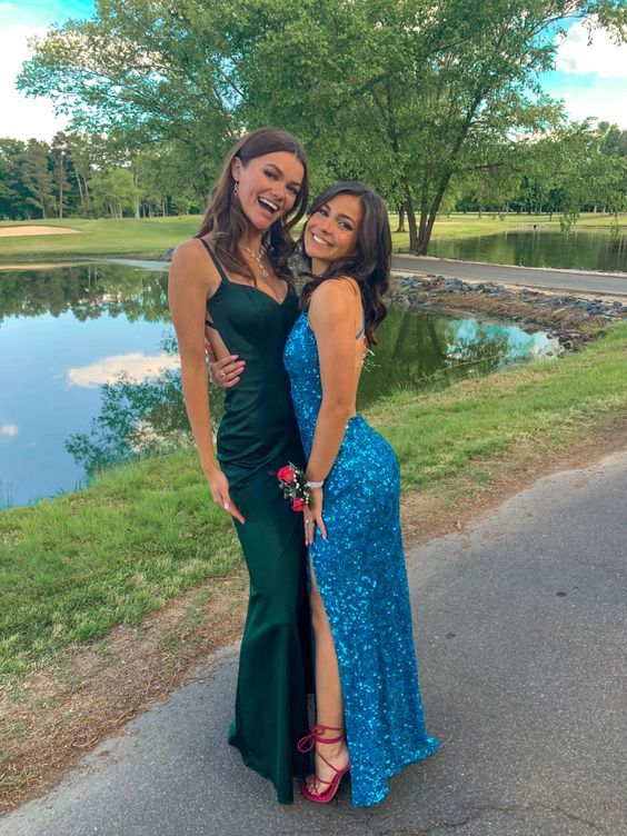 Dark Green Mermaid Prom Dresses,Backless Fitted Formal Dress     fg4363