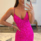 Fuchsia Sequin Mermaid Long Prom Dress     fg4699